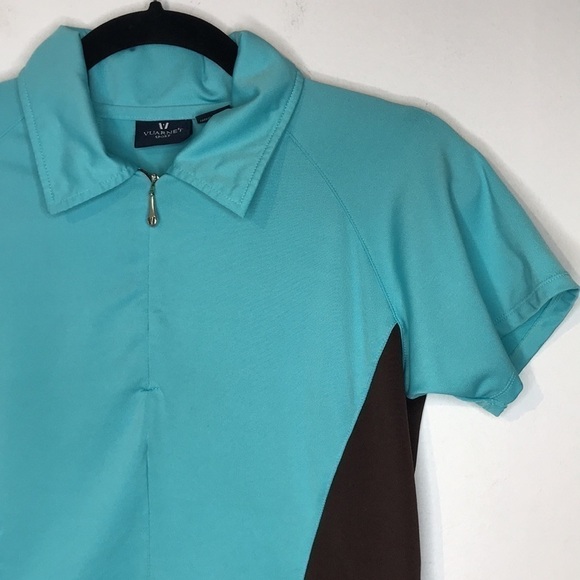 𝅺vuarnet sport half zip two tone shorts sleeve top - Picture 2 of 10